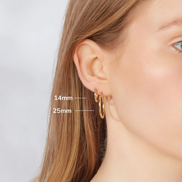 9ct Yellow Gold 25 mm Sleeper Hoop Earring