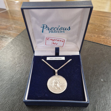 29mm St.Christopher's Sterling Silver Engravable Medal
