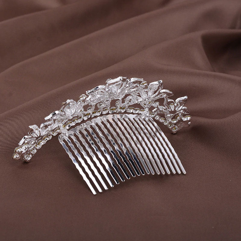Heart Pearls Princess Crystal Tiara Hair Comb