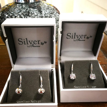 Sterling Silver Solitaire Zircon Drop Earrings