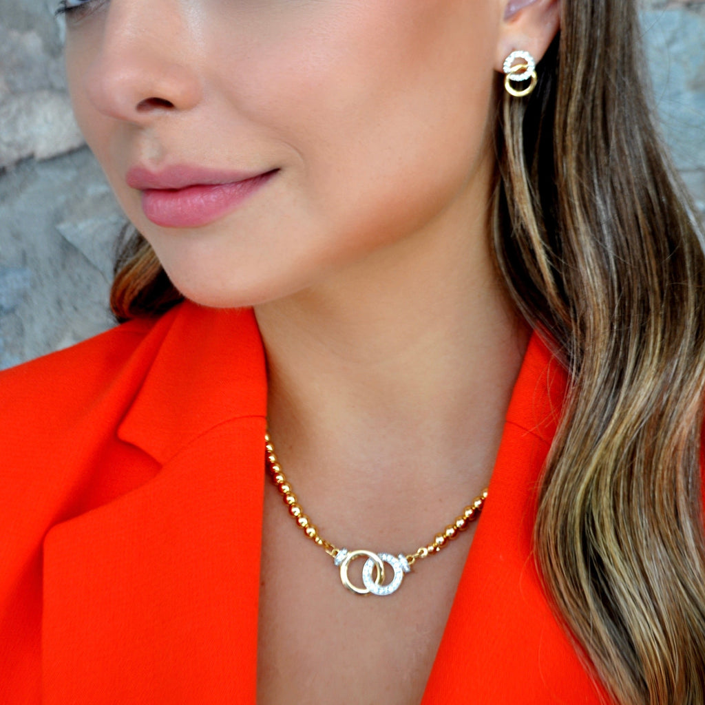 Shop Chanelle Intercircles Rose Gold Beaded Necklace