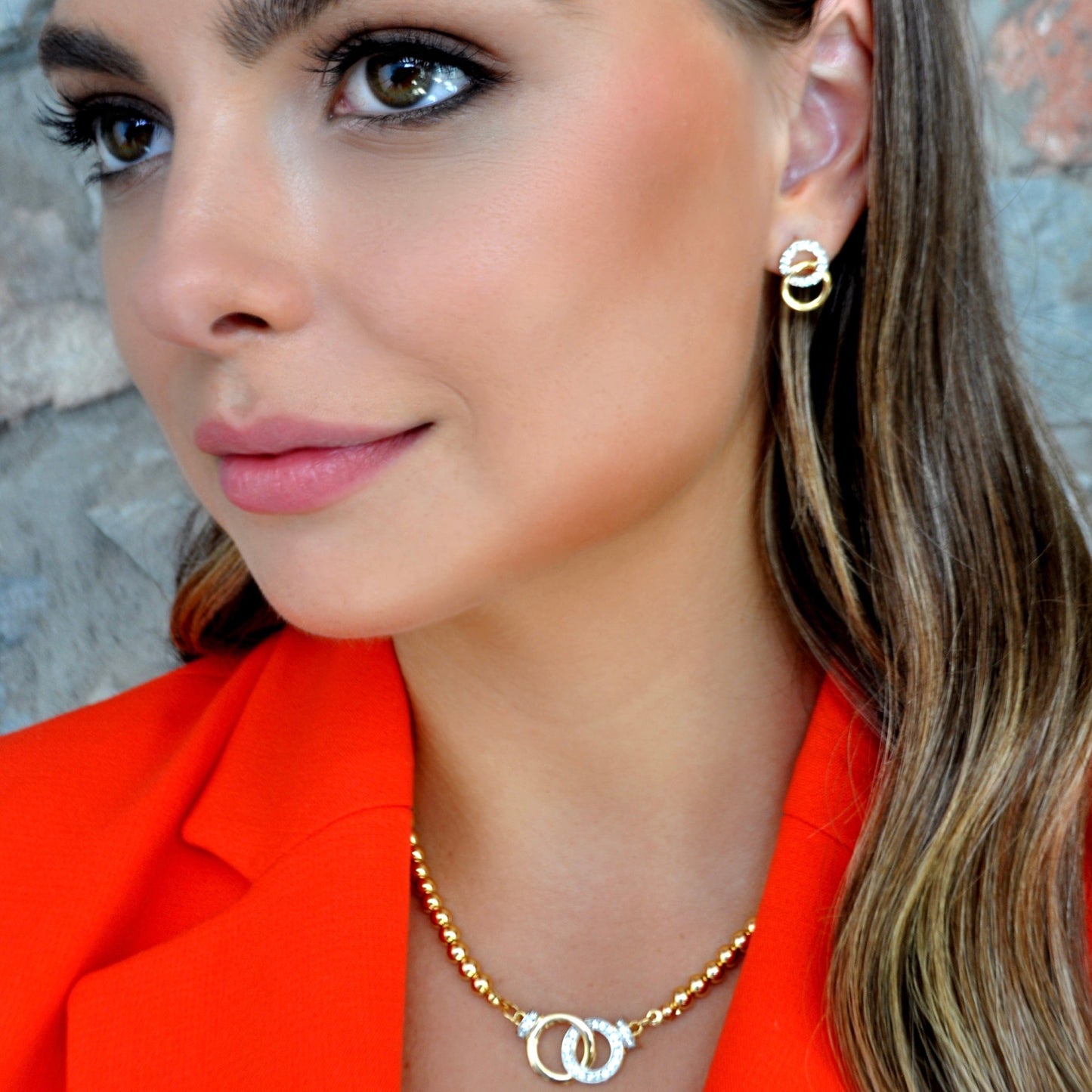 Shop Chanelle Intercircles Rose Gold Beaded Bracelet