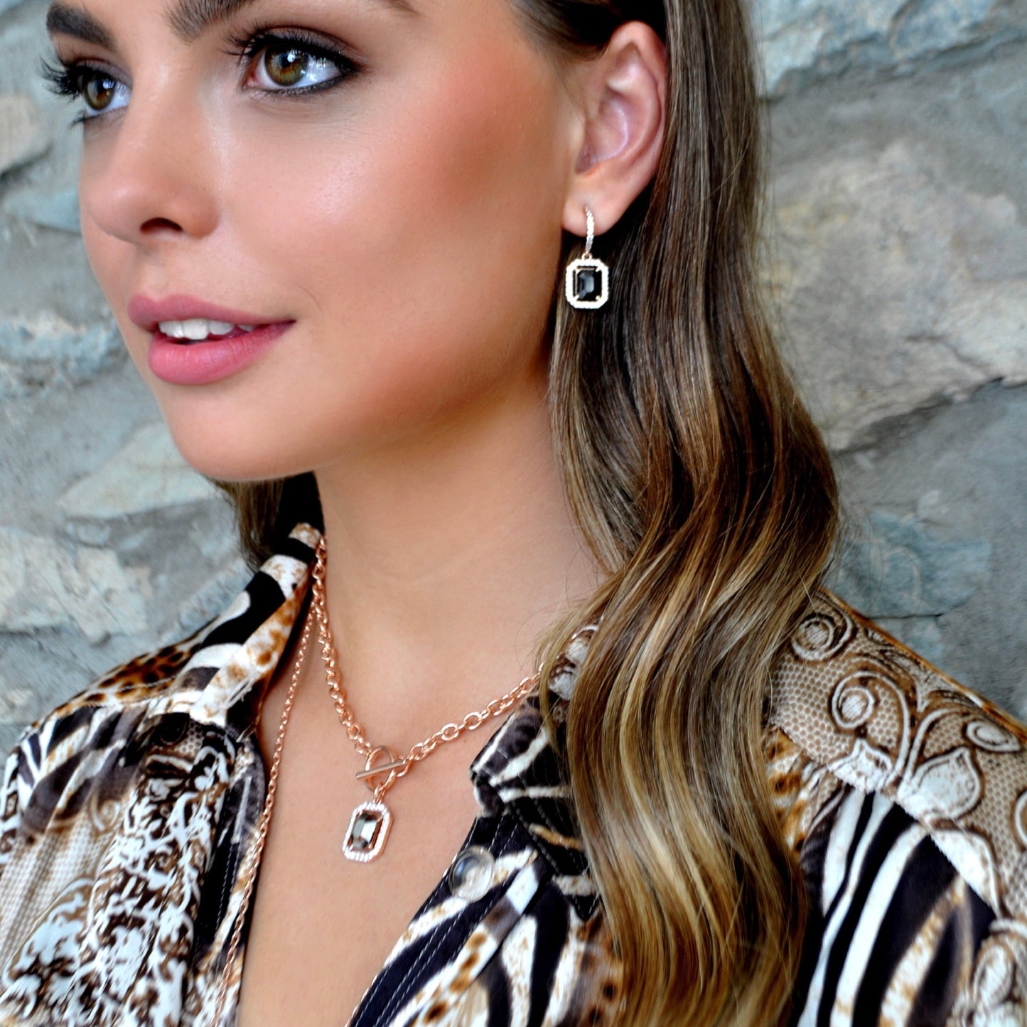 Antonia Rose Gold Hematite Crystal Necklace