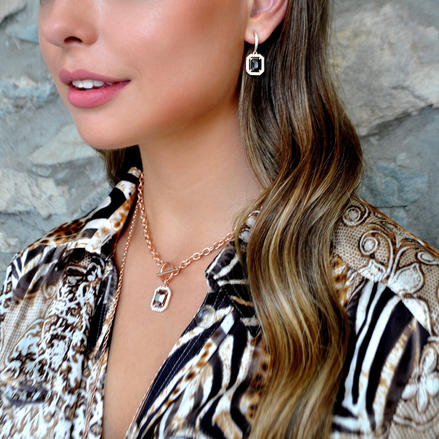 Shop Antonia Rose Gold Hematite Crystal 2 in 1 Necklace