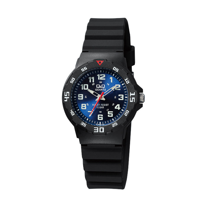 Black Q&Q Analog Kids Watch Blue Face
