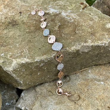 Shop Jillian Two Tone Silver Rose Gold Rhombus Diamante Bracelet