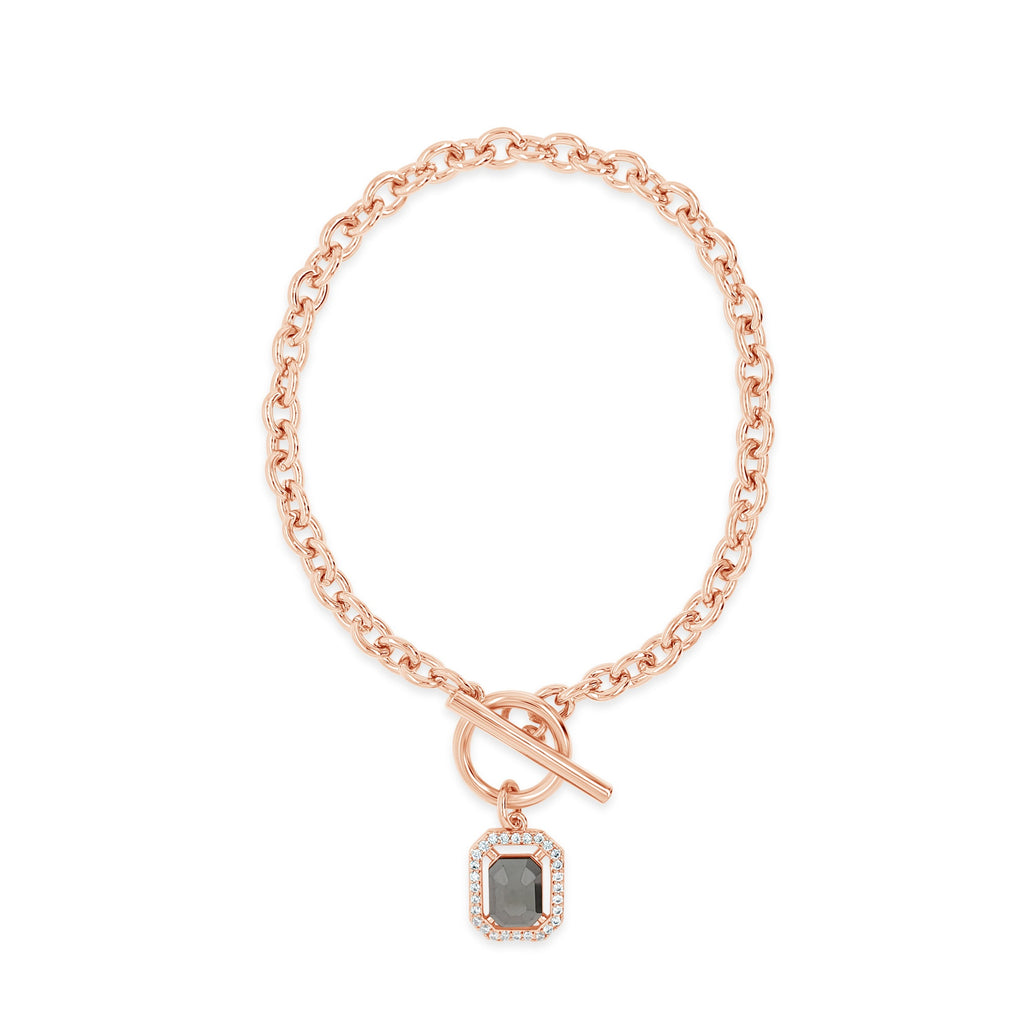 Antonia Hematite Crystals Rose Gold Chain Bracelet