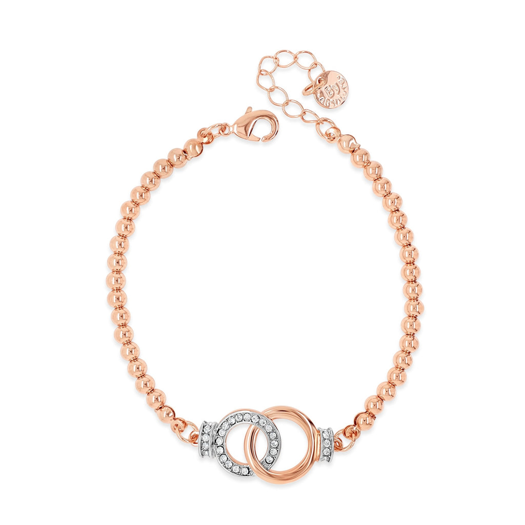 Chanelle Intercircles Rose Gold Beaded Bracelet 