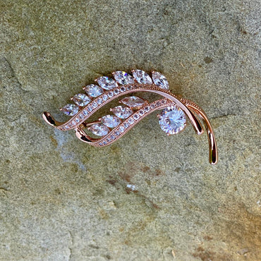 Shop Leaf Twist Diamante Rose Gold Brooch
