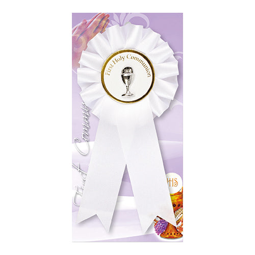 Communion Rosette White with Chalice Motif for boys communion ireland