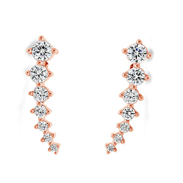 Simplicity 7 Crystals Rose Gold Crawler Earrings
