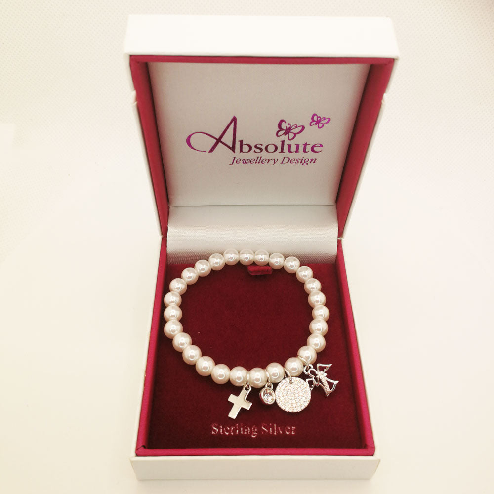 Angel Pearls Children Sterling Silver Communion Bracelet Gift Pack