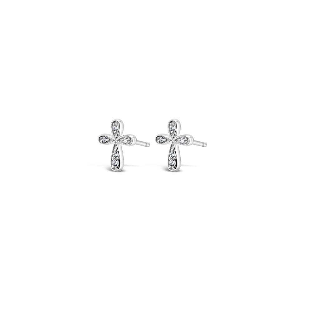 Children Sterling Silver Cross Earrings Set