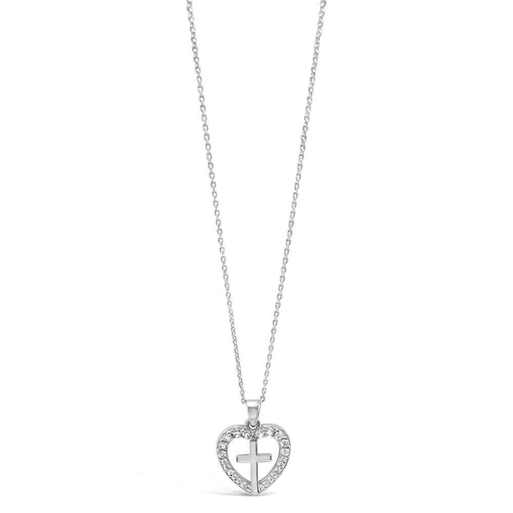 Charm Heart Children Sterling Silver Cross Pendant