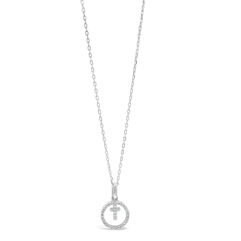 Serena Children Sterling Silver Cross Circle Pendant