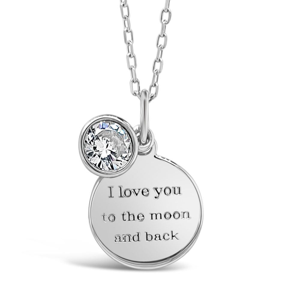 I Love You to the Moon Kid Silver Disc Pendant Irish Jewellery