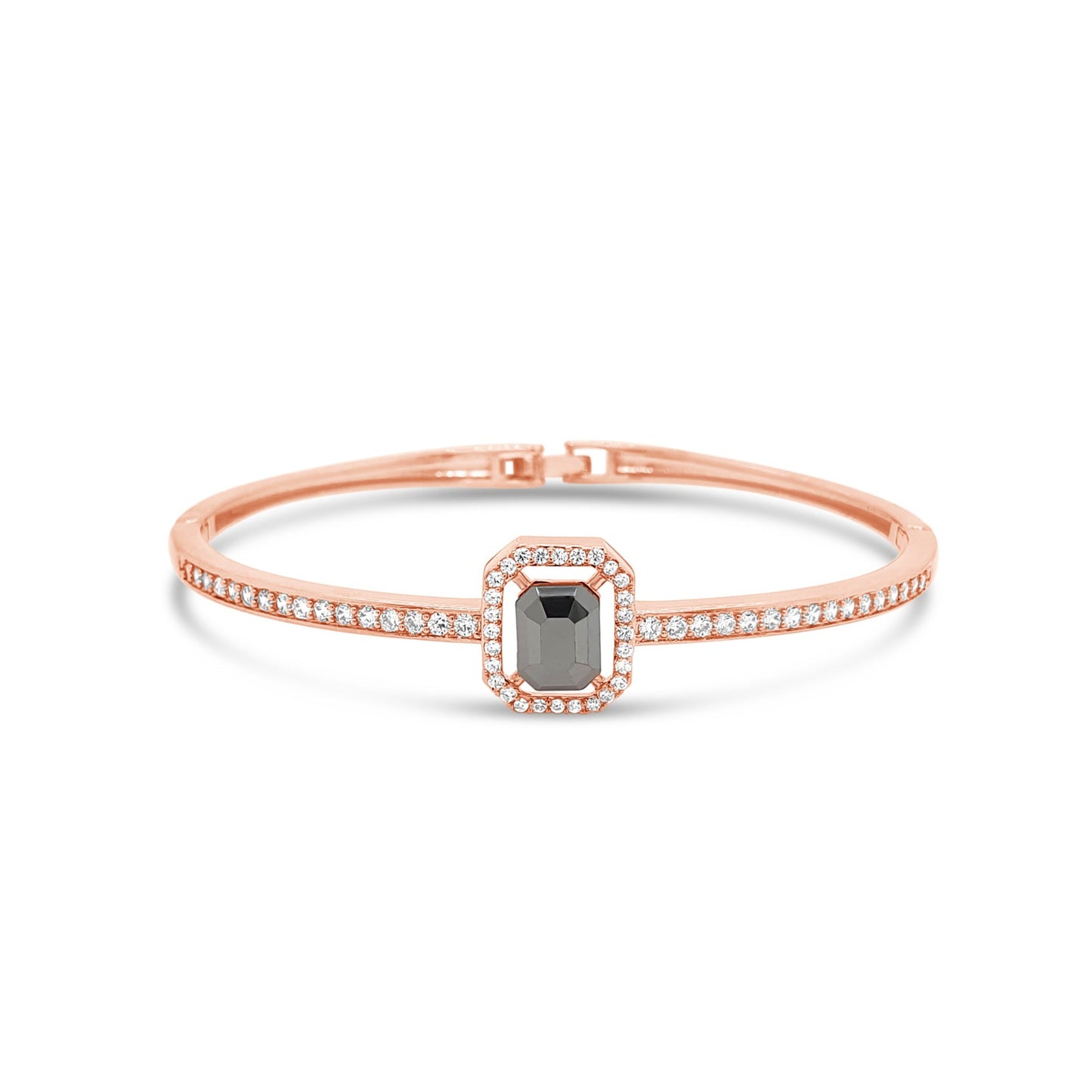 Hematite Crystals Rose Gold halo style Bangle