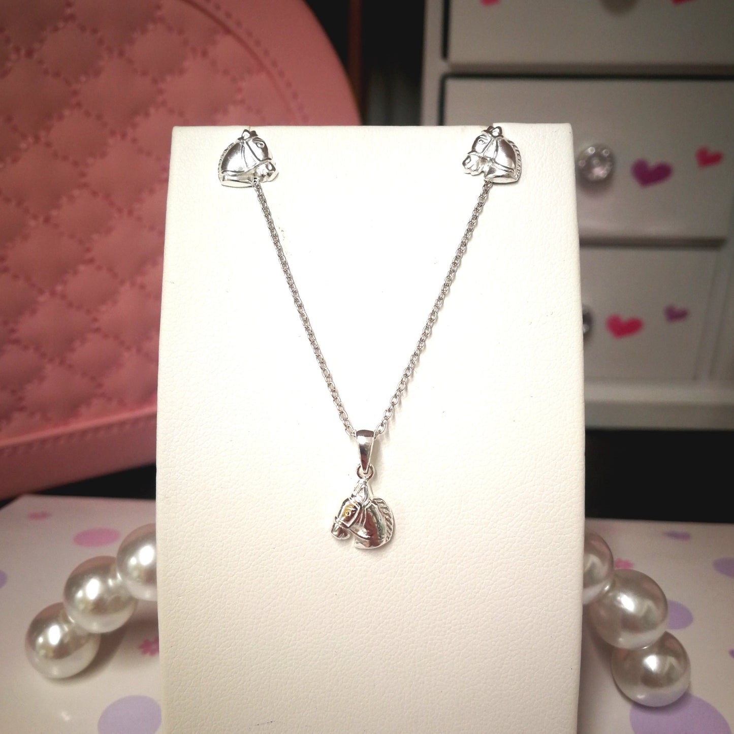 Horse Head Children Sterling Silver Pendant Gift Set