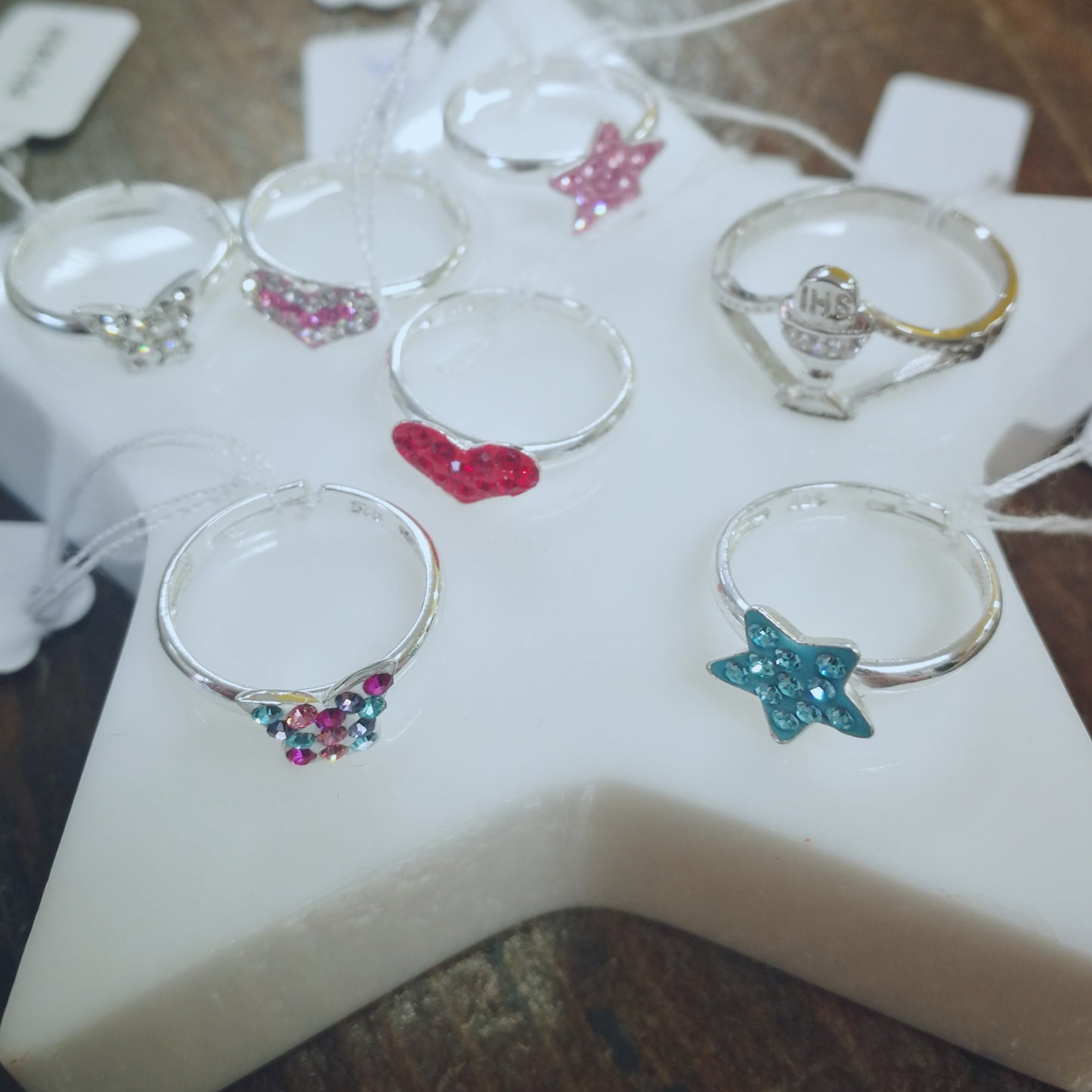 Sea Blue Star Sterling Silver Children Ring