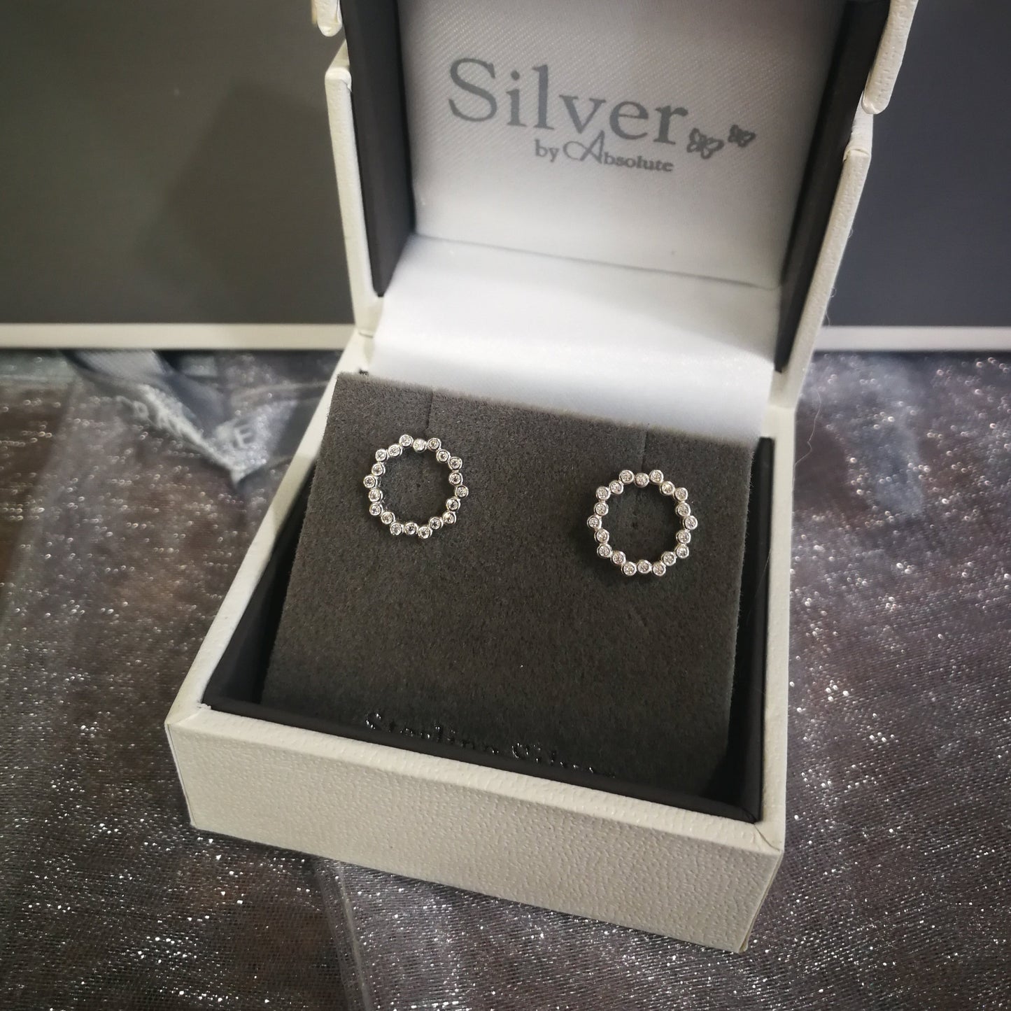 Gloria Cubic Zirconia Sterling Silver Circle Stud Earrings