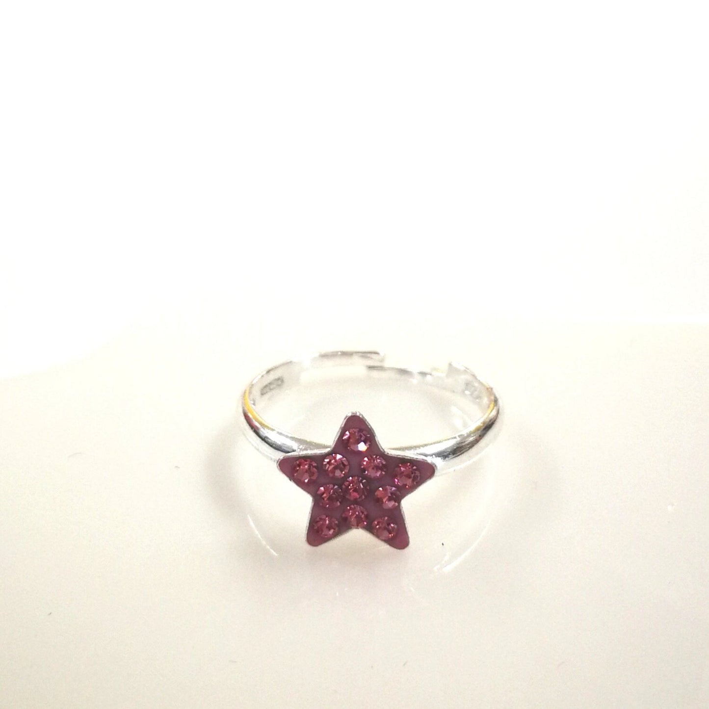 Pink Star Sterling Silver Adjustable Ring for Children