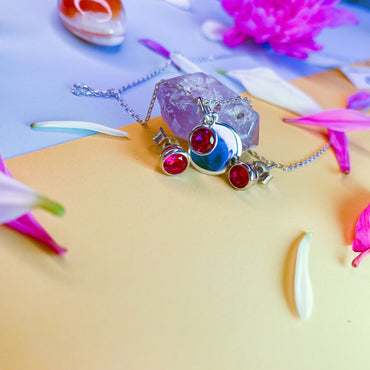 July Birthstone Sterling Silver Pendant & Earrings Set