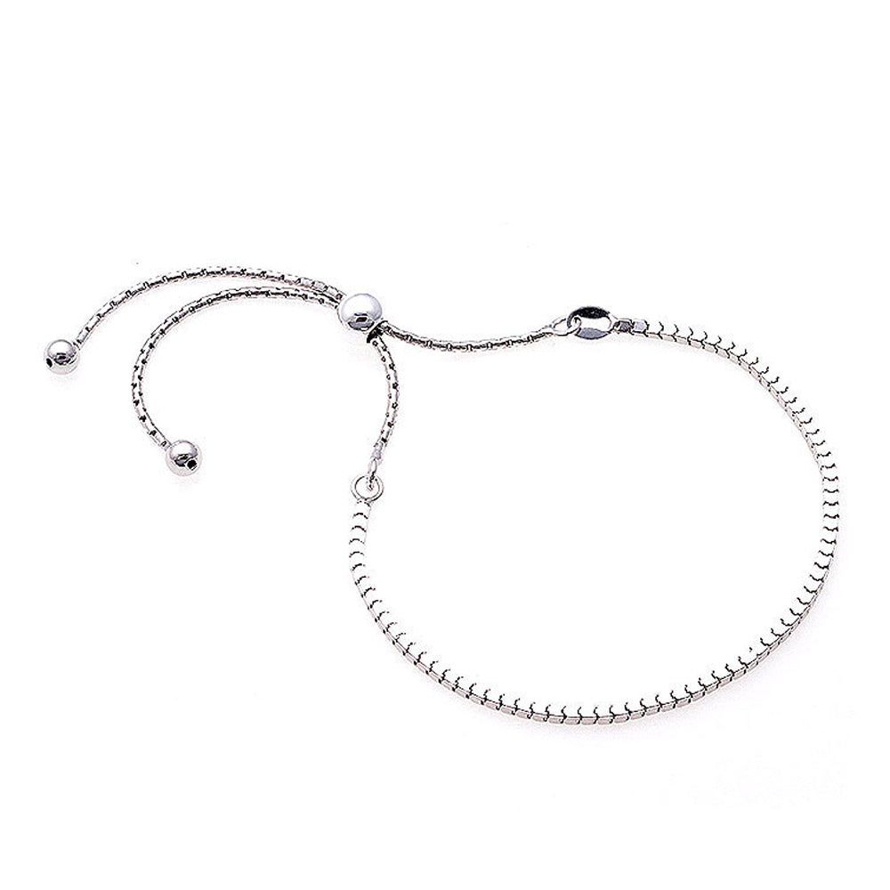 Erin Sterling Silver Box Links Adjustable Bracelet