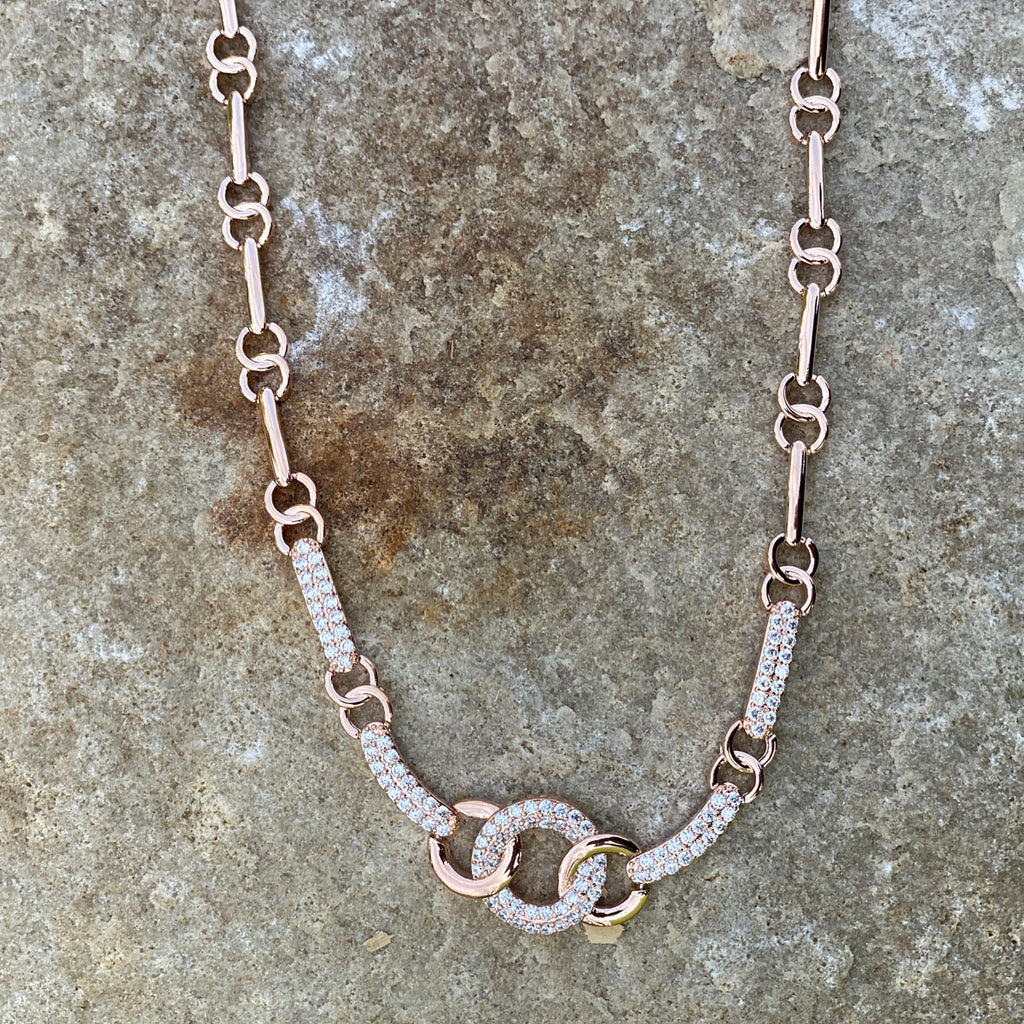  Channel Rose Gold Multi Circles Necklace Ireland