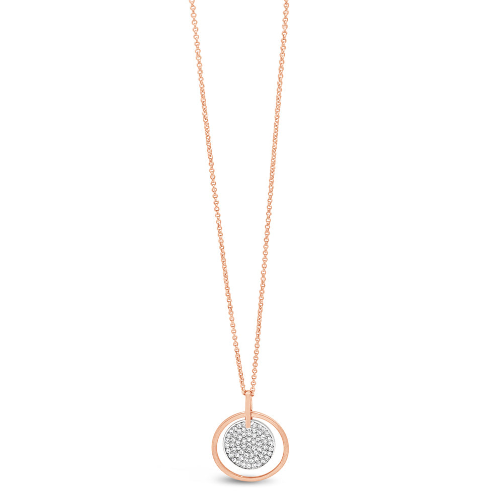 Shop Elise Two Tone Silver Rose Gold Diamante Circle Necklace in Ireland