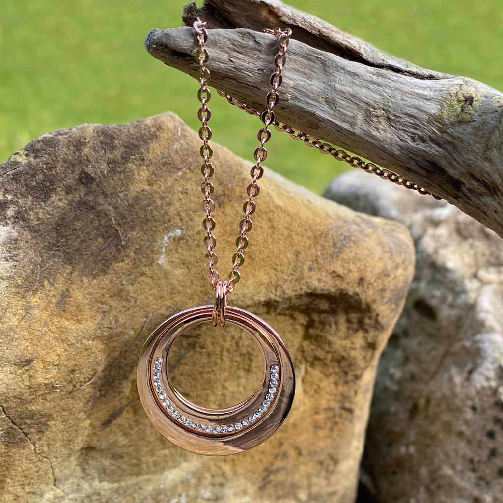 Dreamy Rose Gold Long Minimal Circle Necklace Ireland