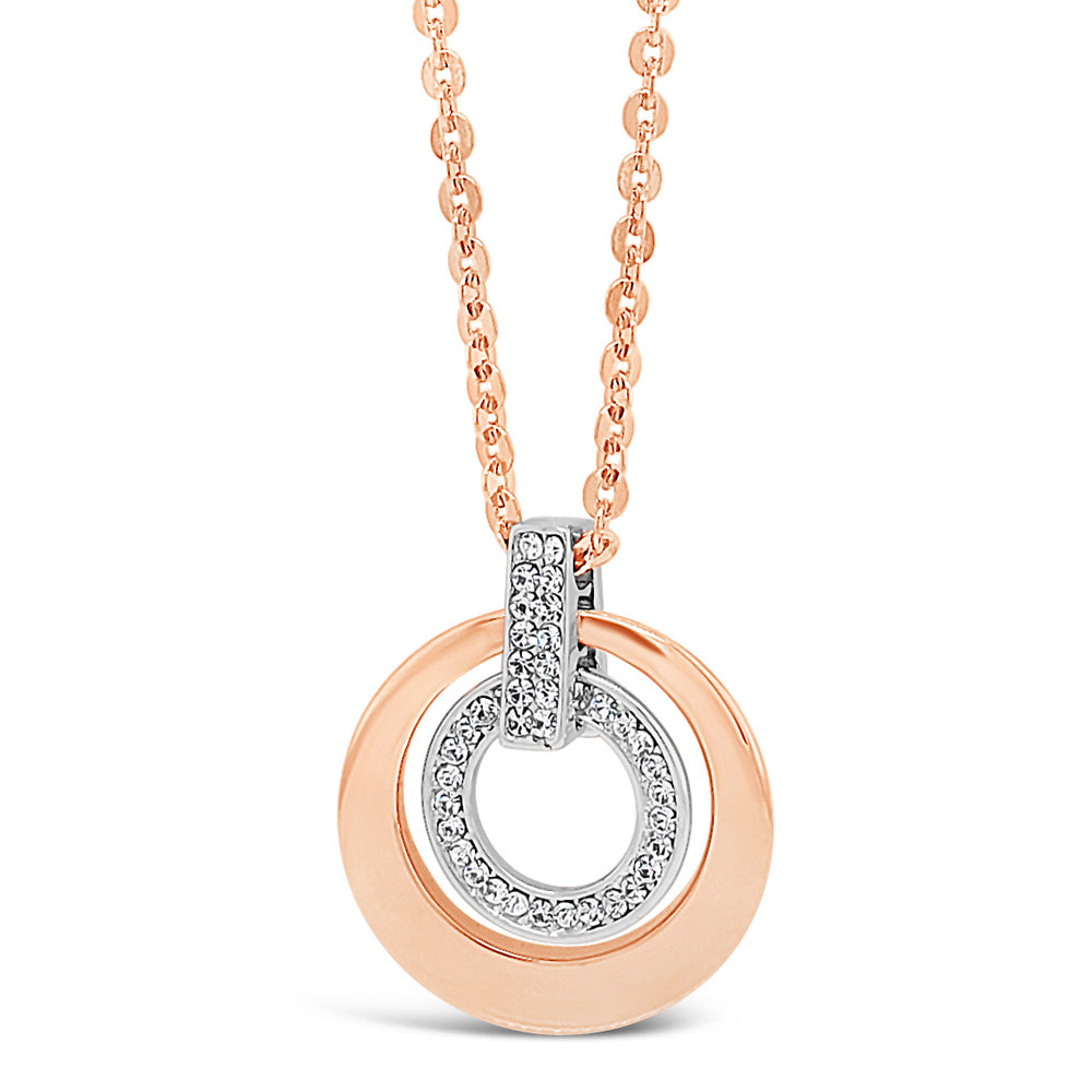 Emma Two Tone Silver Rose Gold Diamante Necklace