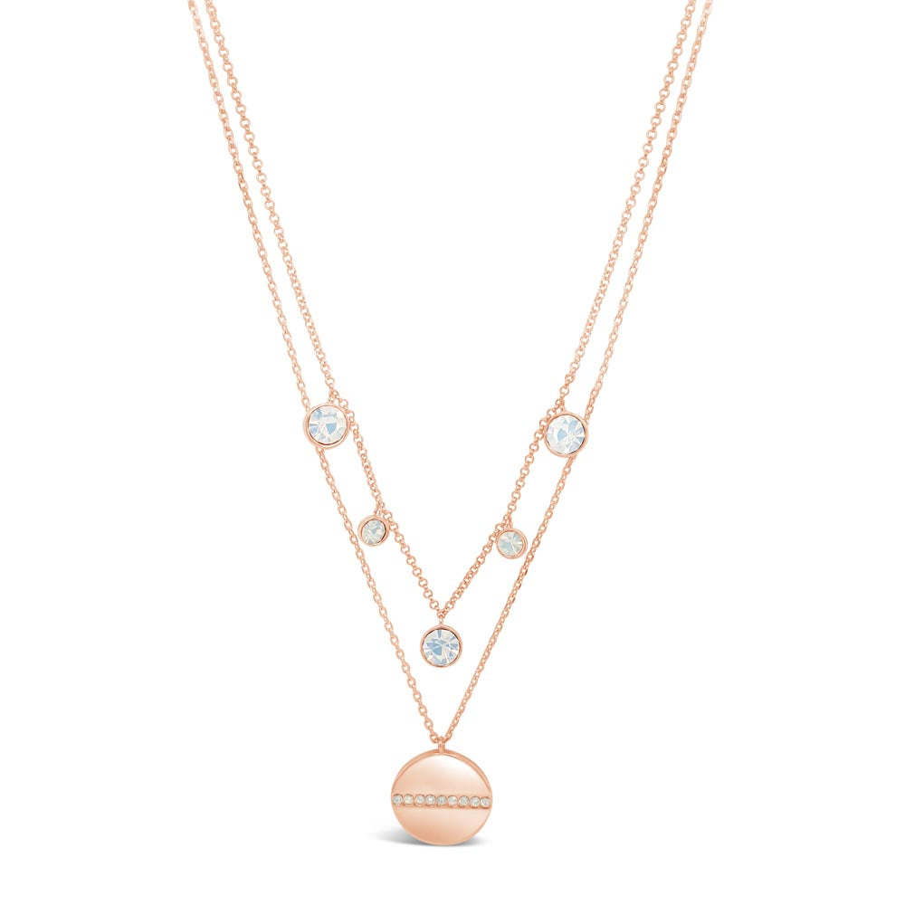 Bella Rose Gold Diamante & Opal Double Necklace