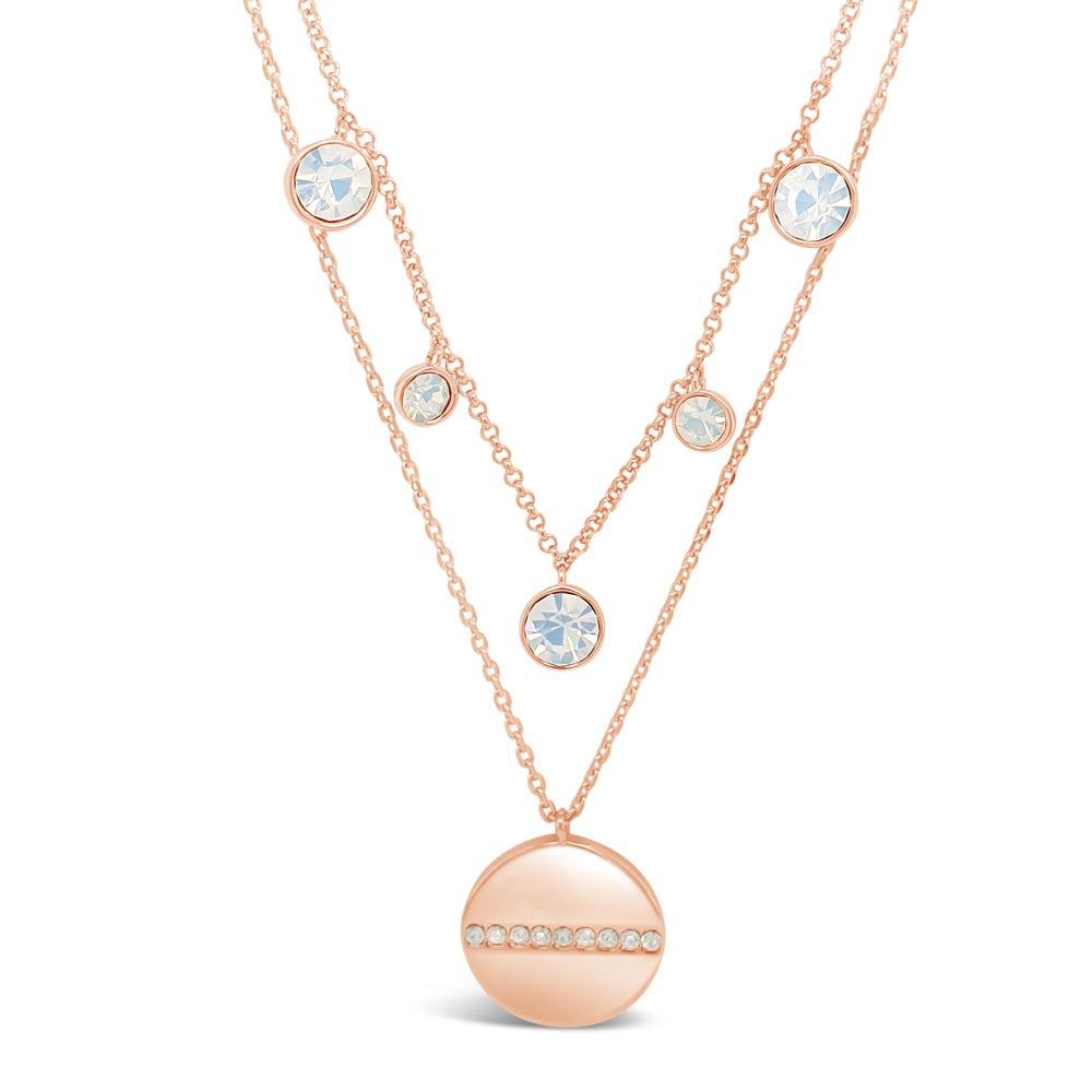 Bella Rose Gold Diamante & Opal Double Necklace Ireland