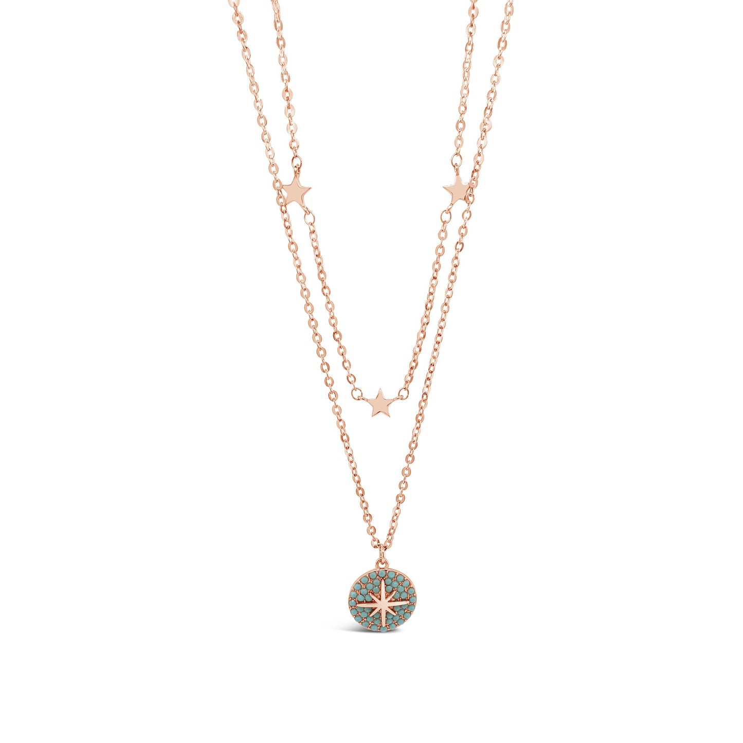 Polar Star Turquoise & Rose Gold Double Necklace