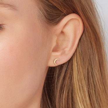Shop 9ct Yellow Gold Crescent Moon Stud Earrings