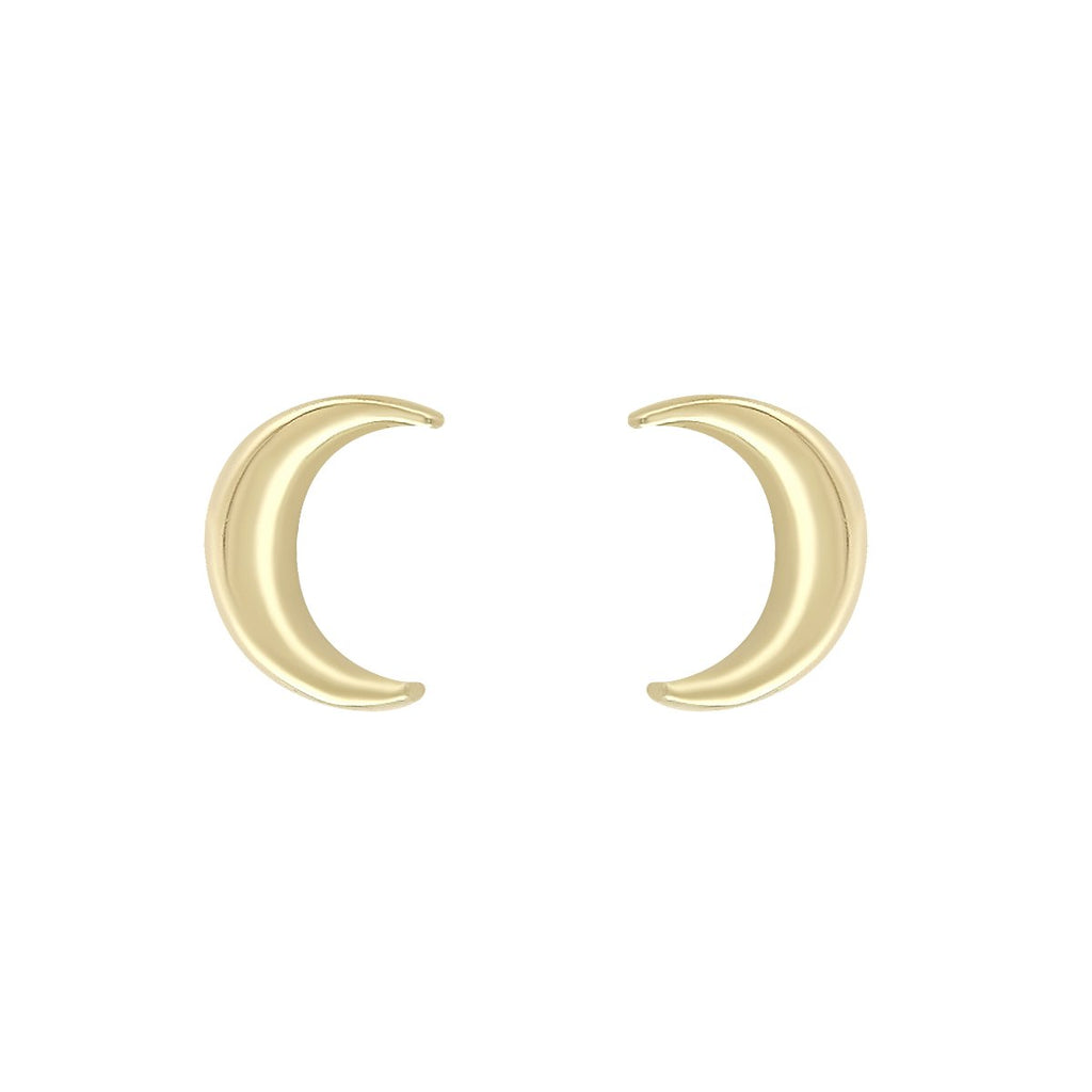 9ct Yellow Gold Crescent Moon Stud Earrings 