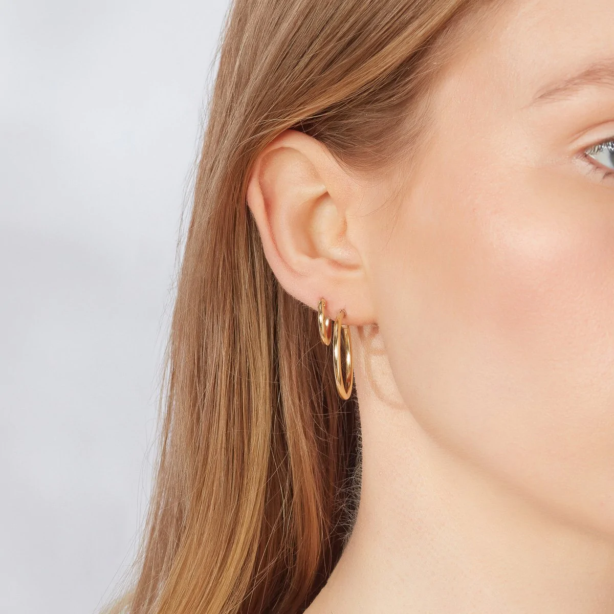 9ct Yellow Gold 25 mm Sleeper Hoop Earring