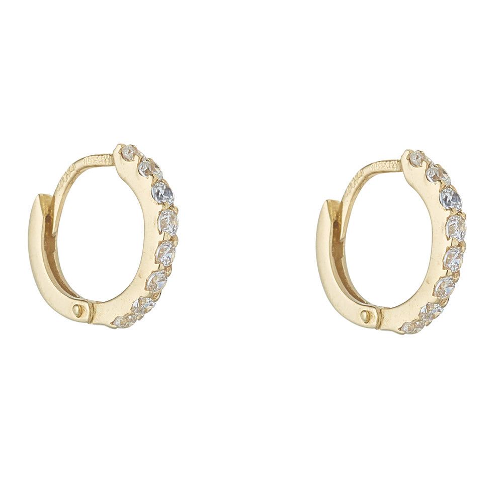 9ct Yellow Gold Cubic Claw Set 10mm Huggie Earring