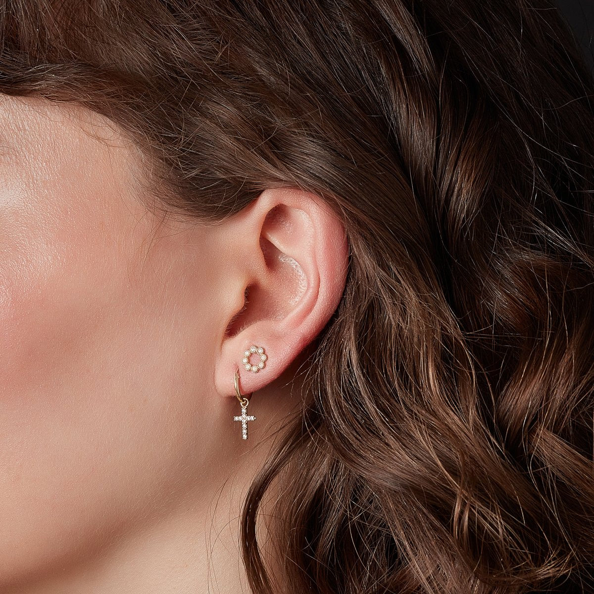 Shop 9ct Yellow Gold Cross Charm Hoop Earring