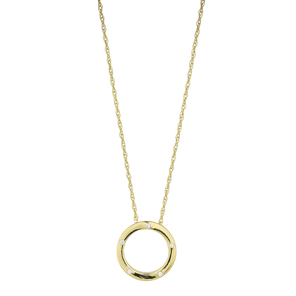 9ct Yellow Gold Cubic Screw Set Open Circle Pendant