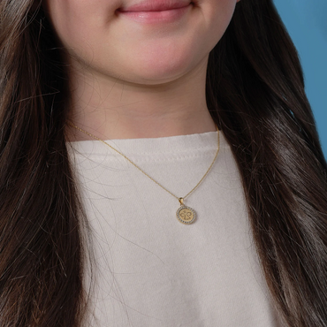 9ct Gold Angel Disc CZ Pendant