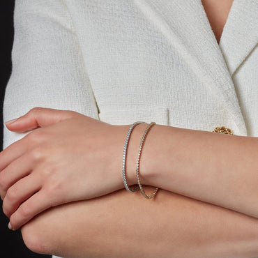 Shop 9ct Yellow Gold Tennis Bracelet 1 mm Cubic Zirconia