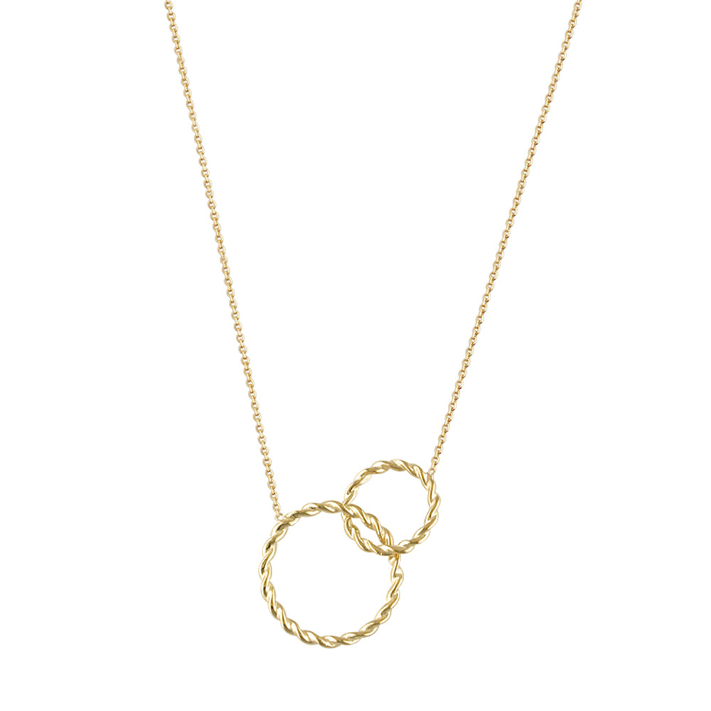 9ct Yellow Gold Roped Interlocking Circle Necklace