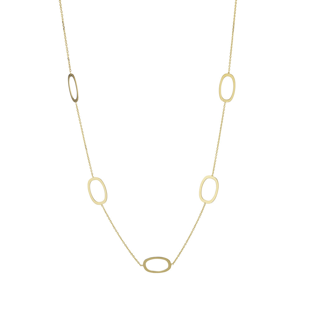 9ct Yellow Gold 5 Oval Necklace