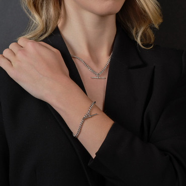 Sterling Silver T Bar Necklace