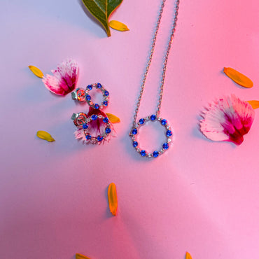 Alma Blue Sapphire Sterling Silver Circle Stud Earrings