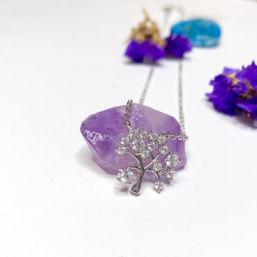 Sterling Silver Tree of Life Cubic Zirconia Pendant