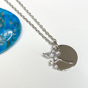Blossom Branch Zirconia Sterling Silver Disc Pendant