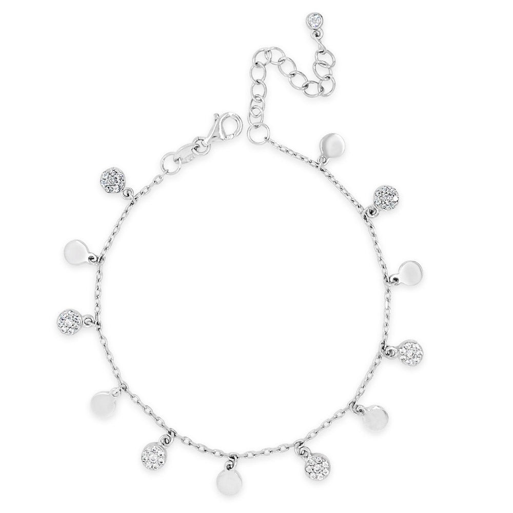 Sterling Silver Discs Charm Chain Bracelet - Main Image