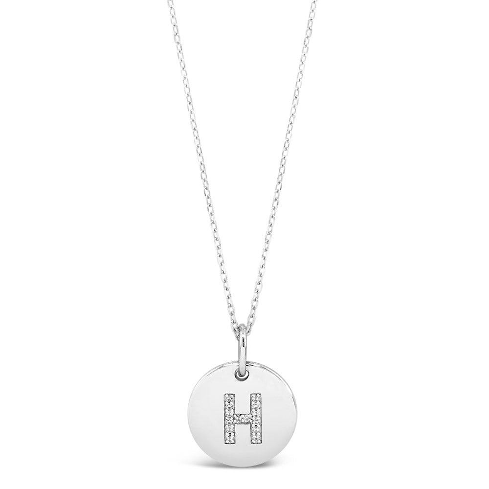 H - Initial Letter Sterling Silver Disc Necklace